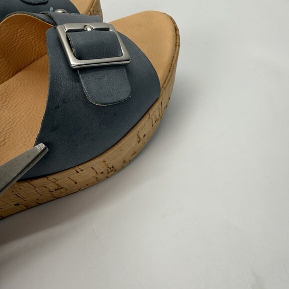 Korks by Kork‑Ease Blue Leather Buckle Wedge Sandals Womens Size 7 Comfort Style - Picture 8 of 15